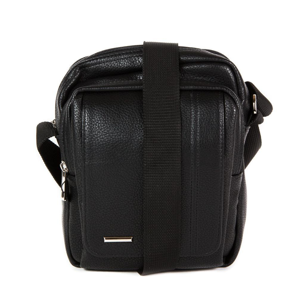 Мужская небольшая наплечная чёрная сумка-планшет из искусственной кожи COSCET M-MC-14