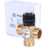 STOUT Термостатический смесительный клапан для систем отопления и ГВС. G 1” M, 20-43°С KV 2,5 м3/ч