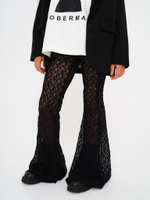 Брюки клеш из гипюра, черные