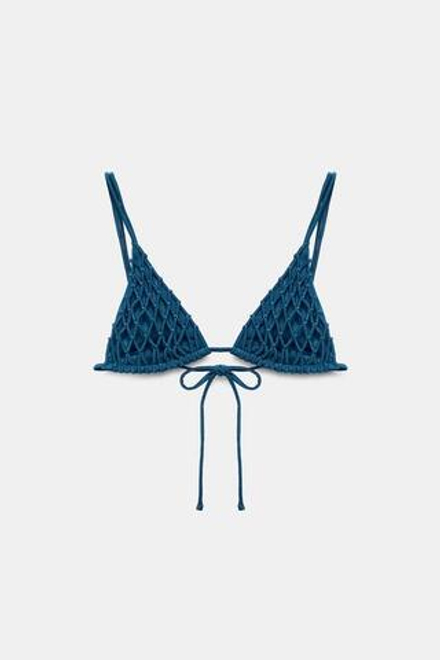 ZARA ТОП-БИКИНИ С УЗЛАМИ И РЕМЕШКАМИ, СИНИЙ