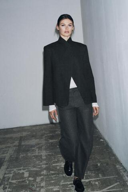 ZARA БРЮКИ В ПОЛОСКУ — ZW COLLECTION, СЕРЫЙ