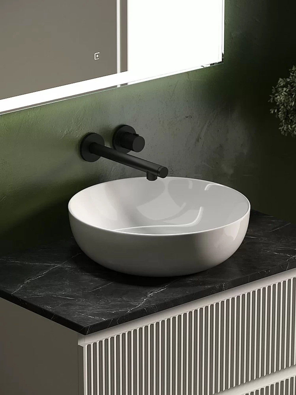 Тумба с раковиной Sancos SNOB R 100 со столешницей, белая матовый