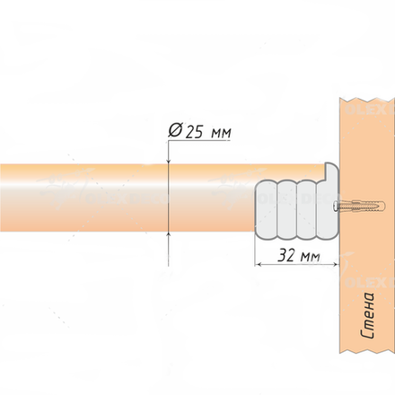 Кронштейн боковой открытый d25 мм, цвет черный матовый