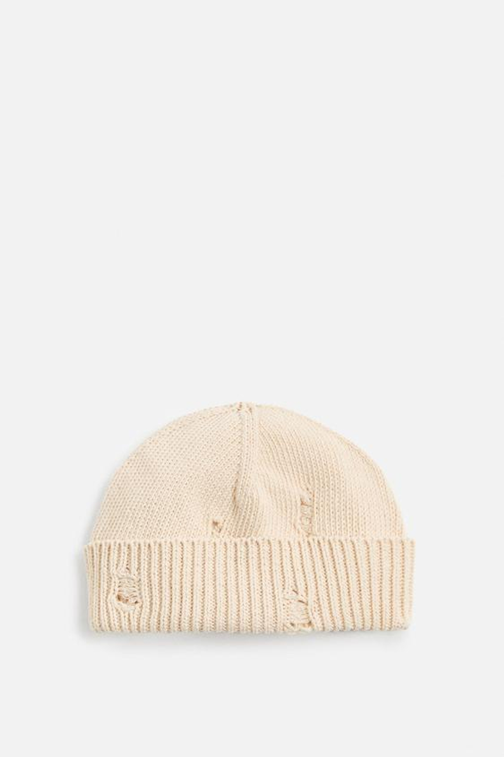 ZARA ТРИКОТАЖНАЯ ШАПКА С РАЗРЕЗАМИ, ЭКРЮ