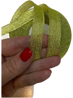 Лента люрекс 12мм - 33м -1 боб. (салатный с золотом)