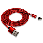 Кабель USB-8-pin WALKER C590, магнитный, красный металл штекер, 1м, круглый красный ткань