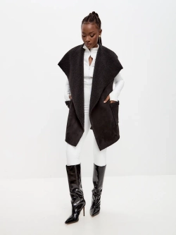 Жилет утепленный меховой оверсайз демисезонный