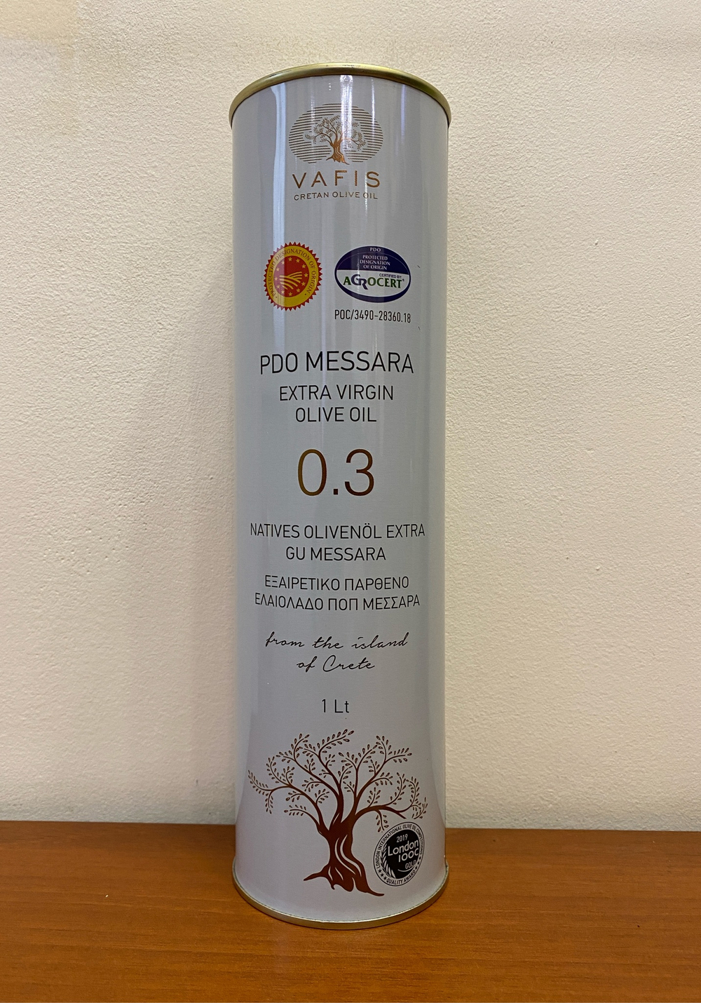 Оливковое масло нерафинированное VAFIS 0.3 Extra Virgin от NIKITAKIS в жести 1л, Греция