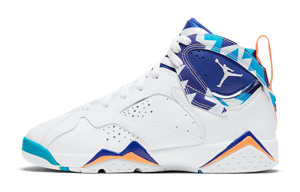 Jordan Air Jordan 7 Chlorine Blue synthetic leather non-slip lightweight wear-resistant shock absorption mid-top retro basketball shoes GS white Blue