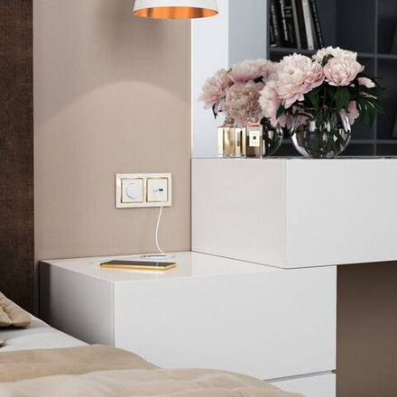 Рамка на 2 поста Snabb (белый/золото)