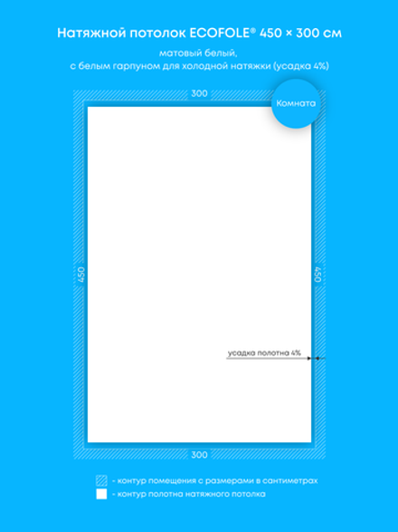 Матовый натяжной потолок 13.5 м2