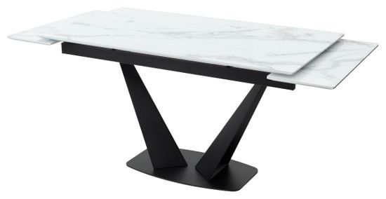 Стол Ниагара 160 БЕЛЫЙ МРАМОР, стекло / ЧЕРНЫЙ