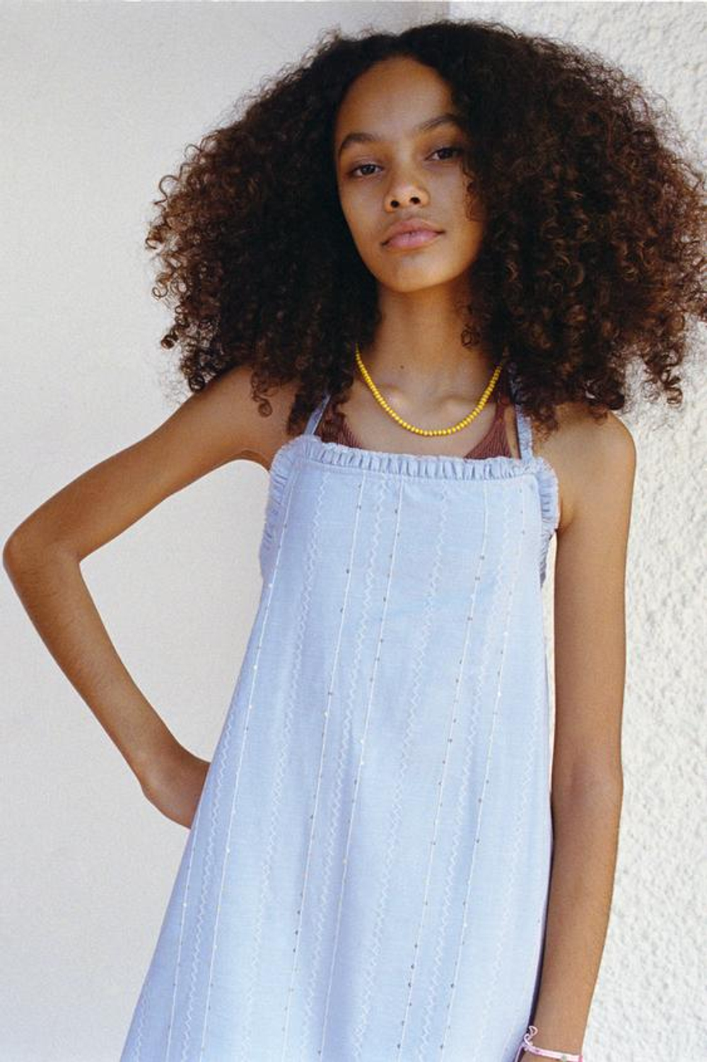 ZARA ПЛАТЬЕ С ВЫШИВКОЙ И ПАЙЕТКАМИ, НЕБЕСНО-ГОЛУБОЙ