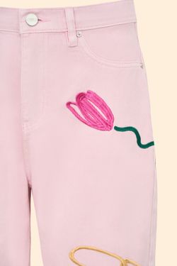Джинсы с вышивкой (Brunch Basket), светло-розовые
