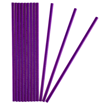 Трубочки для коктейлей фольгированные в фиолетовом цвете, 12 шт