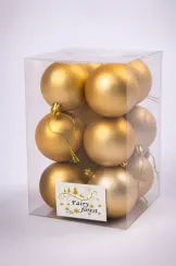 Набор пластиковых шаров Вероника 60 мм., золотой матовый, 12 шт., ЕлкиТорг (150201)