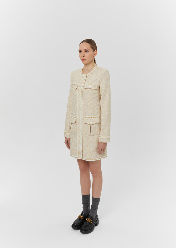 Платье из твида, молочный