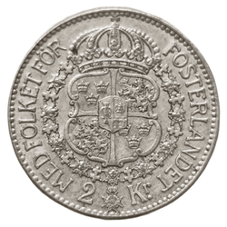 Монета 2 кроны (kronor) 1938 год Швеция