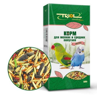Корм для мелких и средних попугаев "Экстра", 500г, Тriol Standard