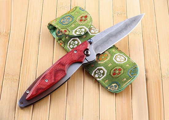 Складной нож Mcusta Shinra Emotion Take MC-0072D c клинком из стали VG-10 San Mai (Laminated Stainlesss Damascus) рукоять дерево