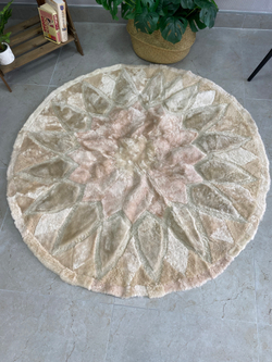 Ковер круглый натуральный мех овчина , 150 х 150 см.