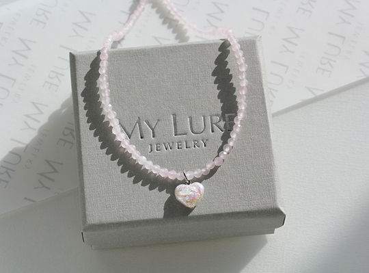 Чокер из розового кварца Pearl heart