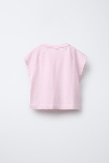 ZARA ОДНОТОННАЯ ФУТБОЛКА, РОЗОВЫЙ
