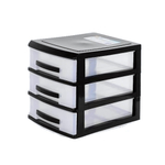 Мини комод 3х черный/прозр