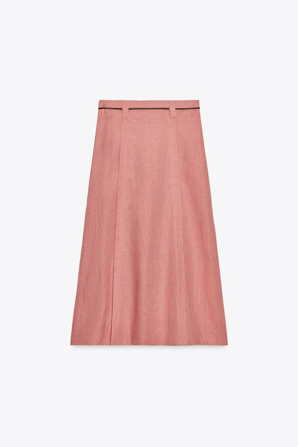 ZARA ЮБКА-МИДИ С РЕМНЕМ И ЛЬНОМ, МАРСАЛА