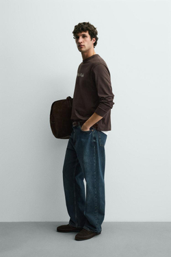 ZARA ФУТБОЛКА С НАДПИСЬЮ, КОРИЧНЕВЫЙ