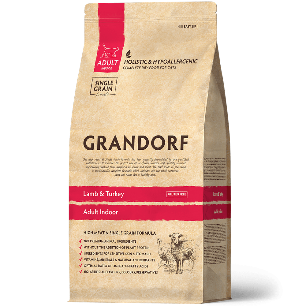 Grandorf Cat корм сухой для домашних кошек ягненок с индейкой
