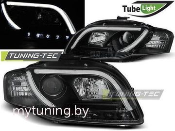 Передние фары Audi A4 B7 led tube lights black