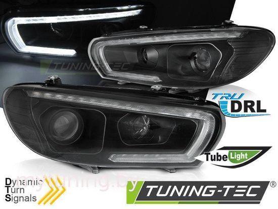 Фары передние TUBE SEQ LED BLACK для VW SCIROCCO