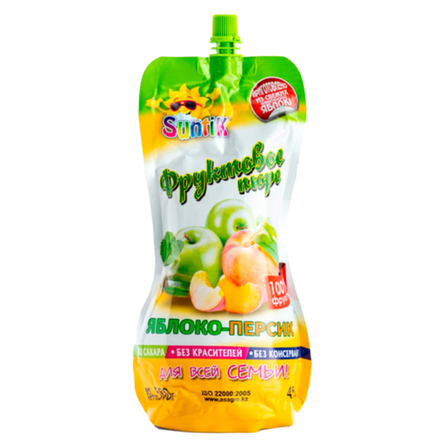 Фруктовое пюре Suntik Яблоко-персик 500 гр