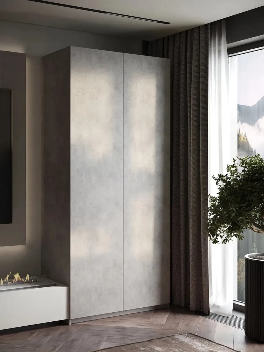 Шкаф Распашной Серый 101х220х52,5 SOHO Push to Move