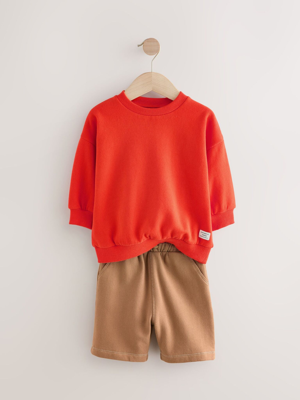 Толстовка и шорты в комплекте для мальчика Next E60-687, Красный, Светло-коричневый