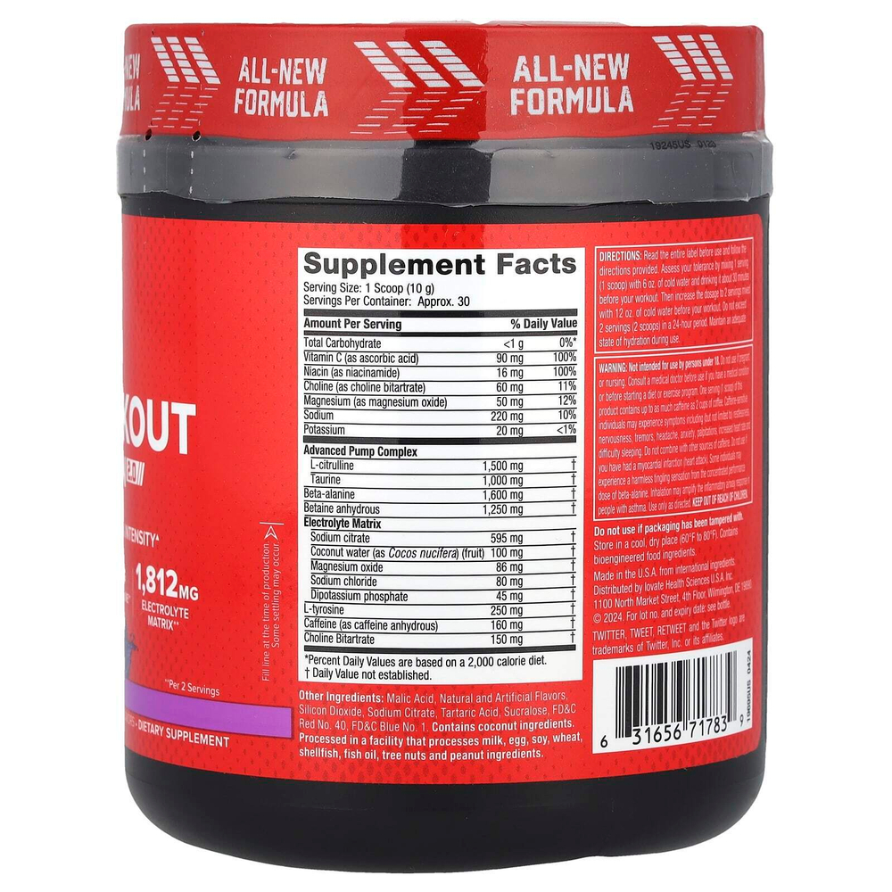 SIXSTAR, Pre-Workout Explosion 2.0, со вкусом винограда, 289 г (10,19 унции)