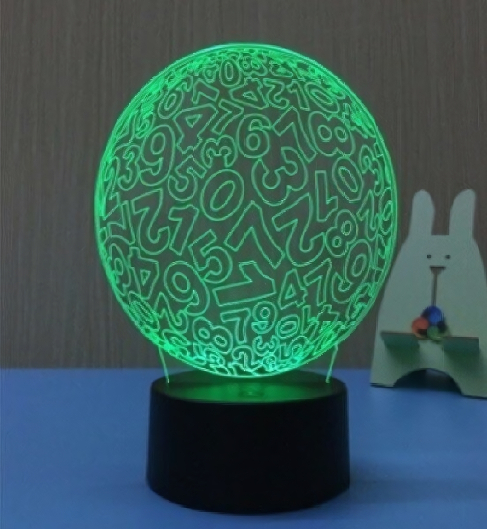 Светильник ночник «3D-Алгоритм» на пластиковой подставке, с включателем USB