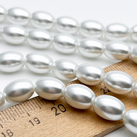 "Майорка" бусины, цвет серо-белый, размер около 10,5*8 мм, цена за 18 шт (1/2 нити)