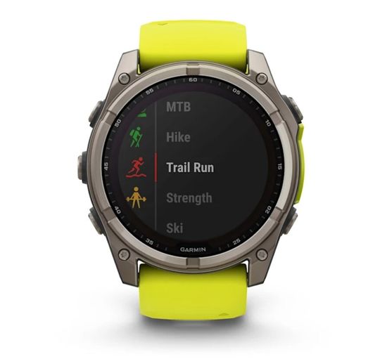 Умные часы Garmin Fenix 8, 51 мм, Solar, Sapphire Titanium with AMP yellow/graphite silicone band