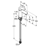 Смеситель для умывальника Kludi X1 на 95 хром