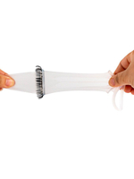 Закрытая насадка на пенис с подхватом мошонки и стимулирующими «ресничками»