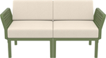 Диван пластиковый двухместный с подушками Siesta Contract Portofino Lounge, зеленый, бежевый