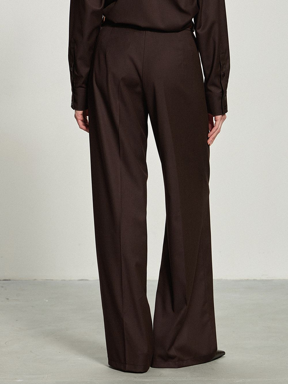 Брюки Палаццо на молнии коричневые смесовая шерсть