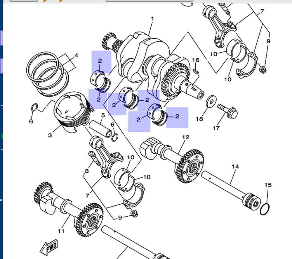 Вкладыш коленвала Yamaha 3LD114165000