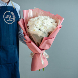Букет белой хризантемы Балтика размер M