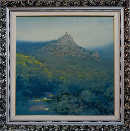 Картина Бочарова С.П. "Вид на Байдарскую церковь" холст/масло 55х55