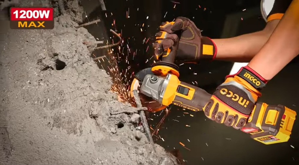 Аккумуляторная угловая шлифовальная машина (УШМ) INGCO CAGLI212027 INDUSTRIAL 20 В 125 мм
