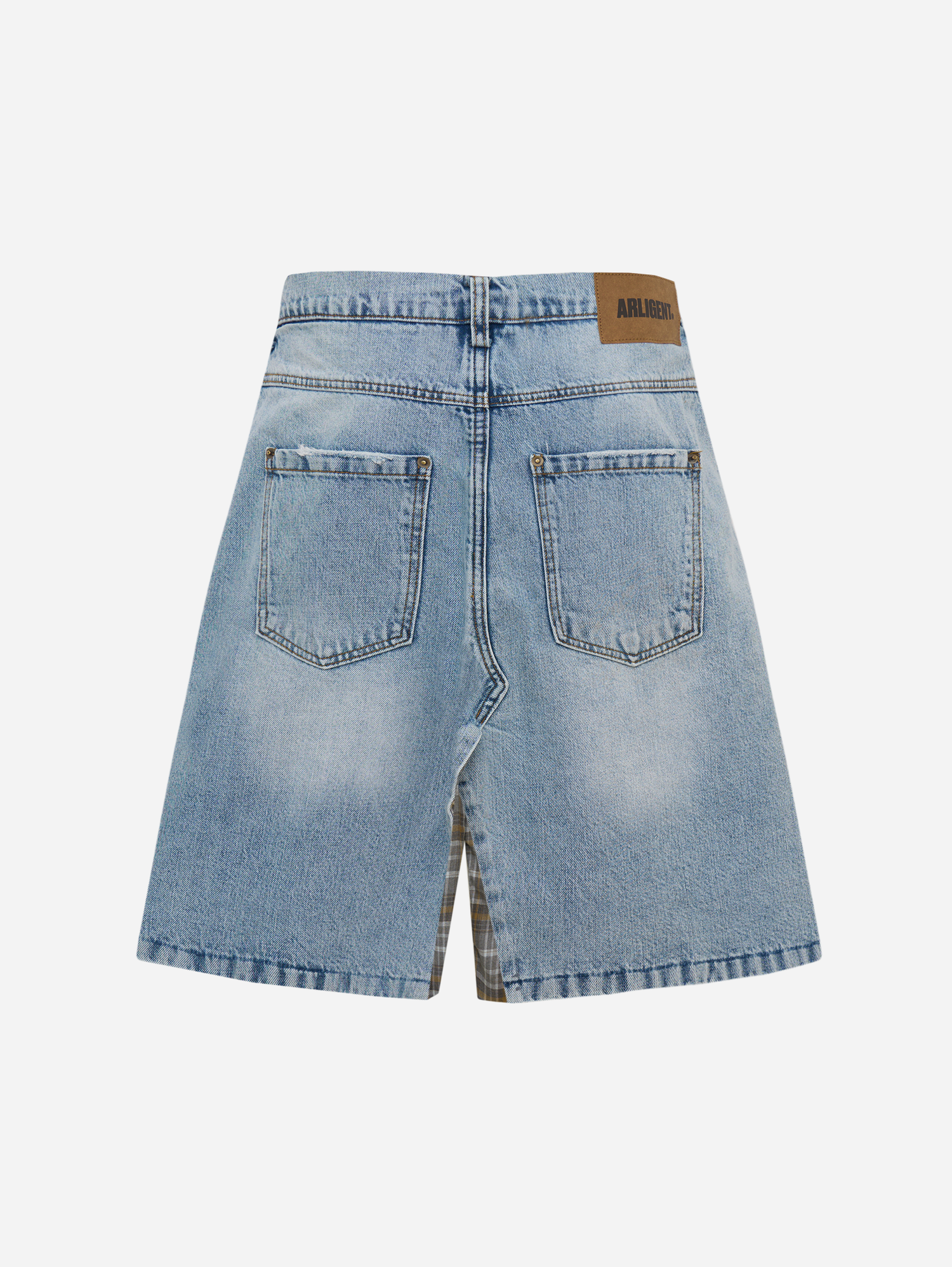 Джинсовая юбка-саронг с клетчатой подкладкой