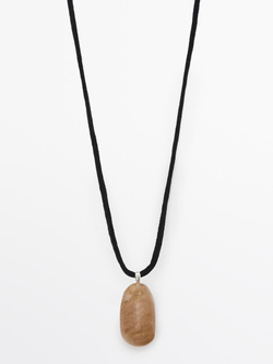 Massimo Dutti Ожерелье с натуральным камнем, горчично-желтый